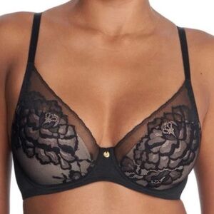 Natori Flora Contour Underwire T-Shirt Bra 721150 Black/Light Mocha NWOT 34D